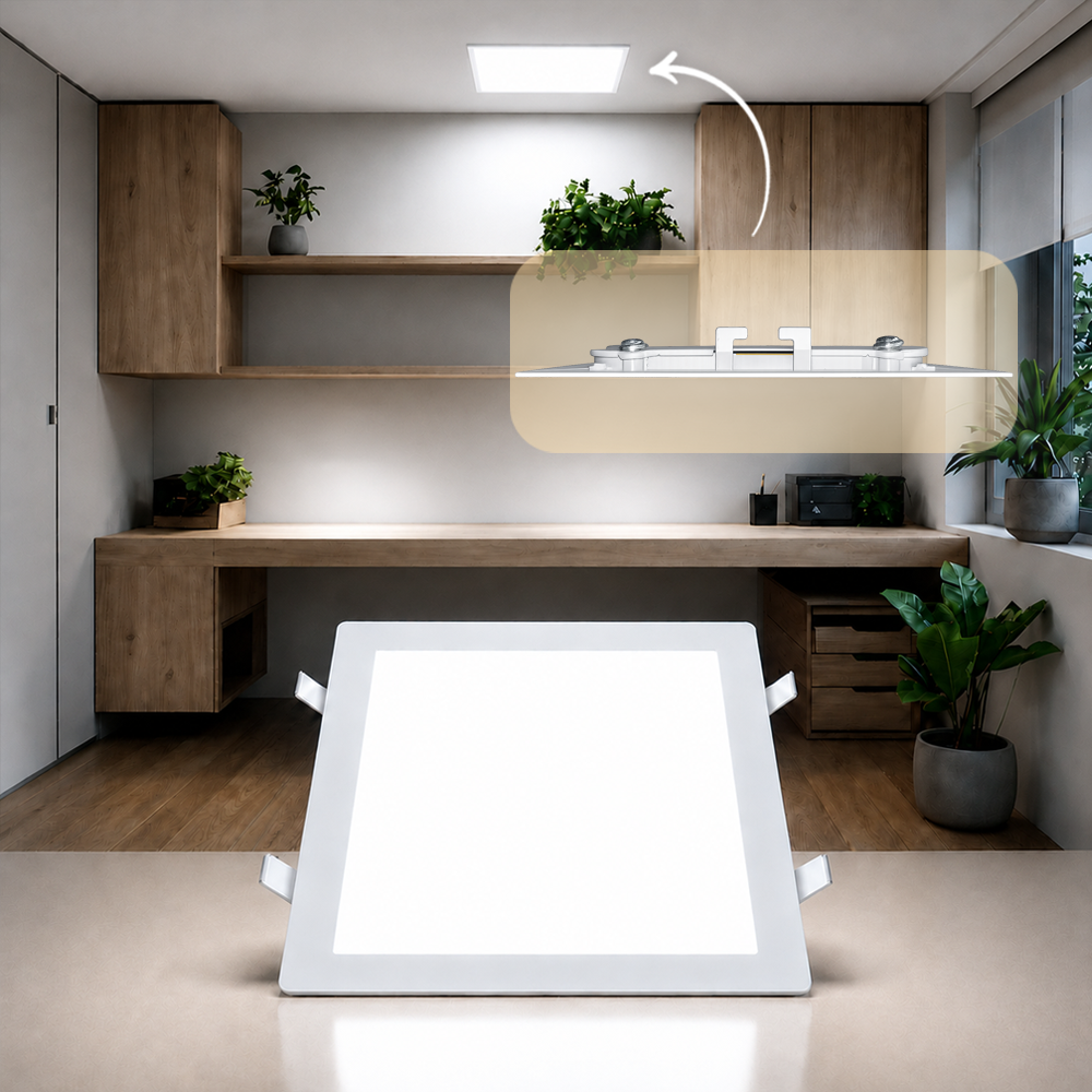 Painel Led Plafon Aluminio Embutir 24w 6500K Branco Frio 29x29 Quadrado Cod: ALUT190075 Alut By Avant