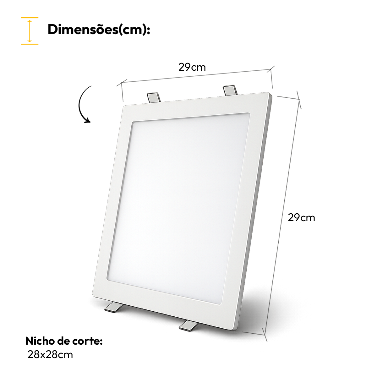 Painel Led Plafon Aluminio Embutir 24w 6500K Branco Frio 29x29 Quadrado Cod: ALUT190075 Alut By Avant