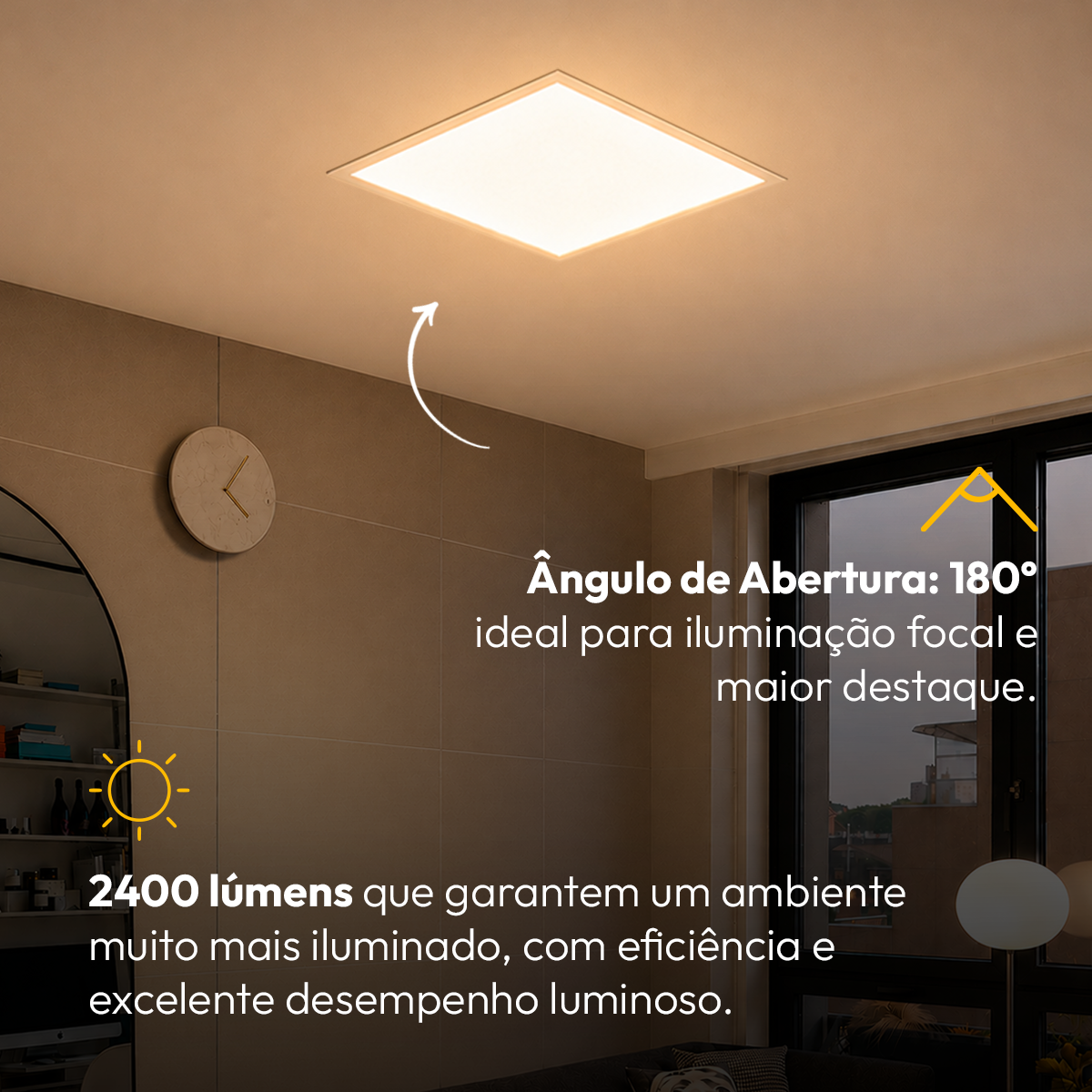 Painel Led Plafon Alumínio Embutir 30w 3000k Branco Quente 40x40 Quadrado Alut By Avant