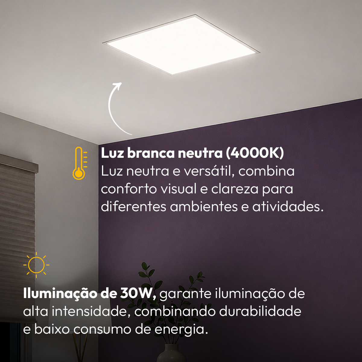 Painel Led Plafon Alumínio Embutir 30w 4000k Branco Neutro 40cm Quadrado Alut By Alut