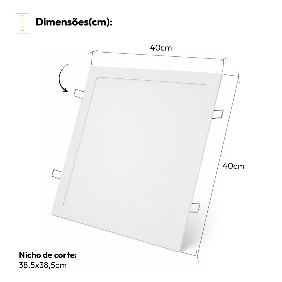 Painel Led Plafon Alumínio Embutir 30w 4000k Branco Neutro 40cm Quadrado Alut By Alut