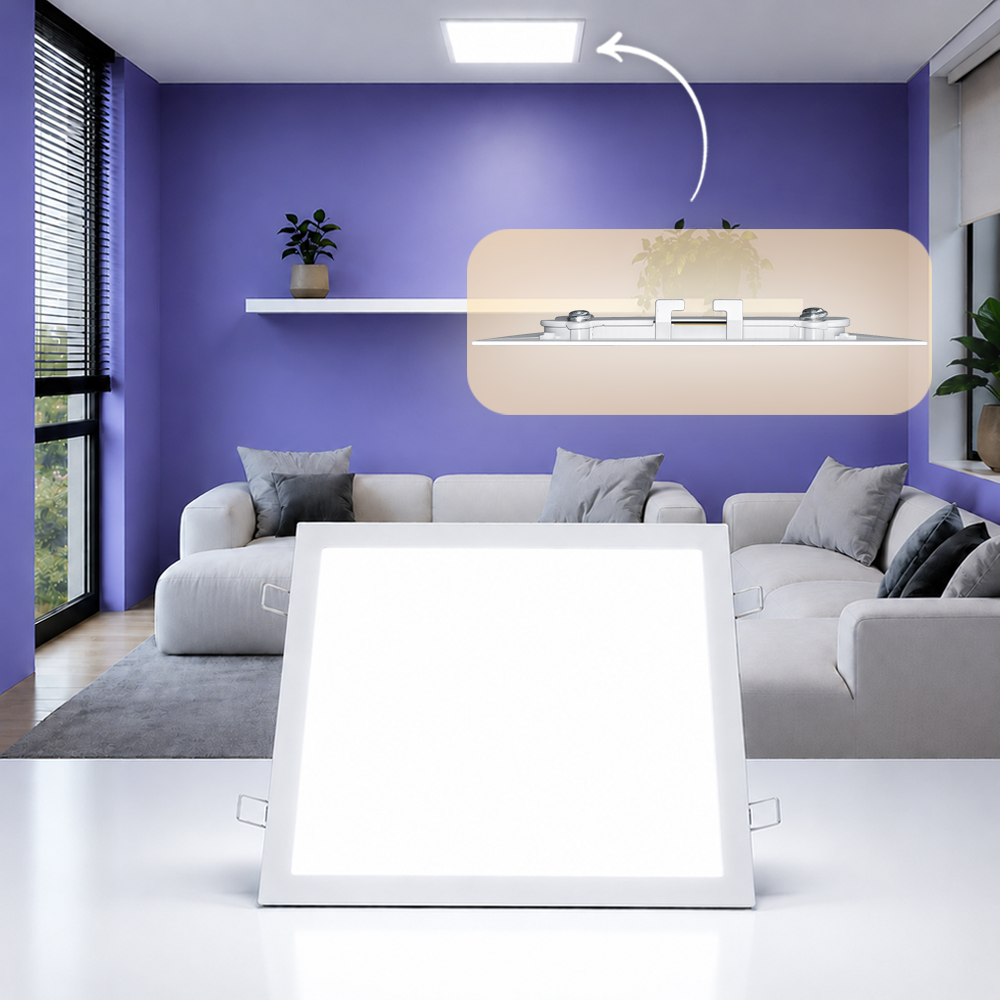 Painel Led Plafon Alumínio Embutir 30w 6500K Branco Frio 40x40 Quadrado Alut By Avant