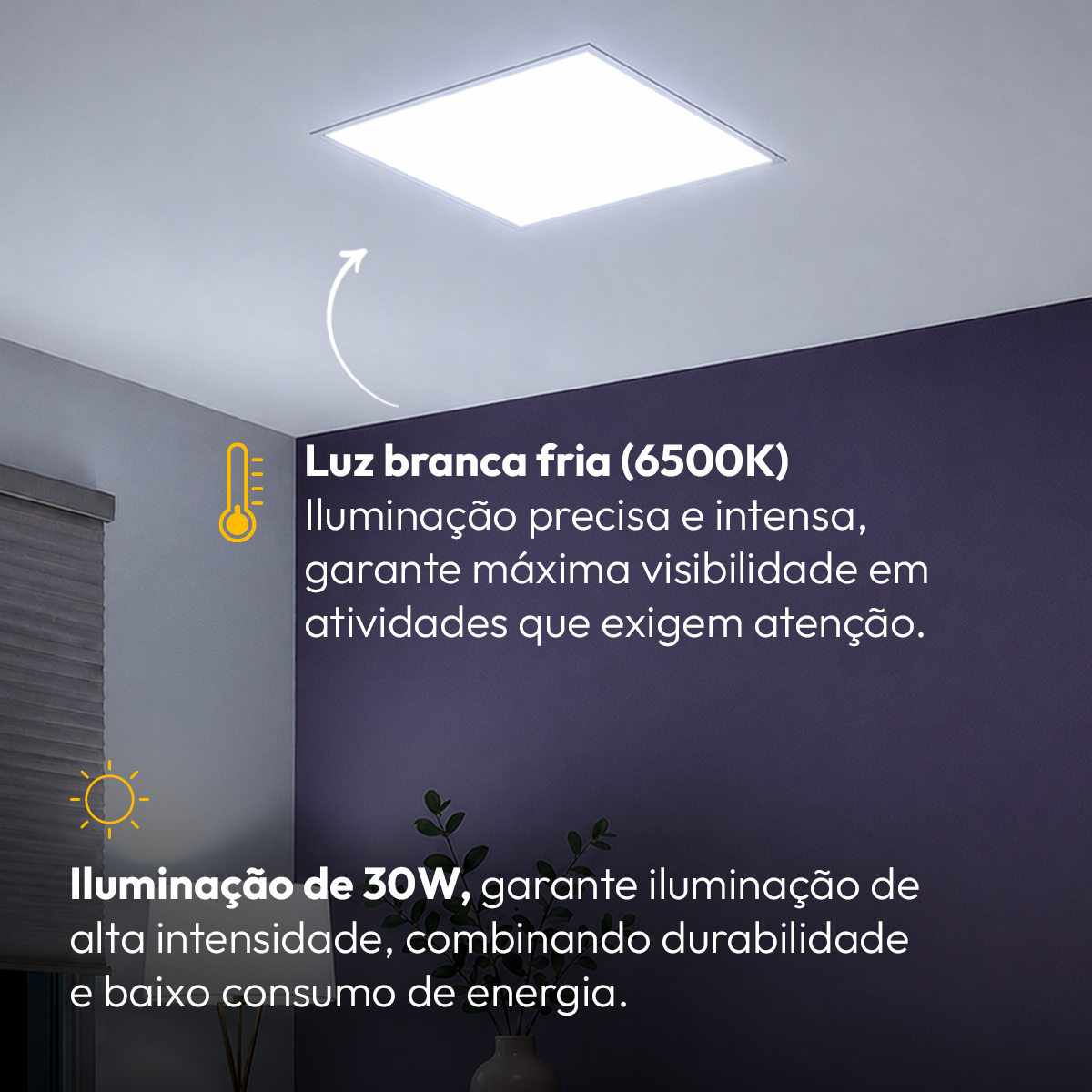 Painel Led Plafon Alumínio Embutir 30w 6500K Branco Frio 40x40 Quadrado Alut By Avant