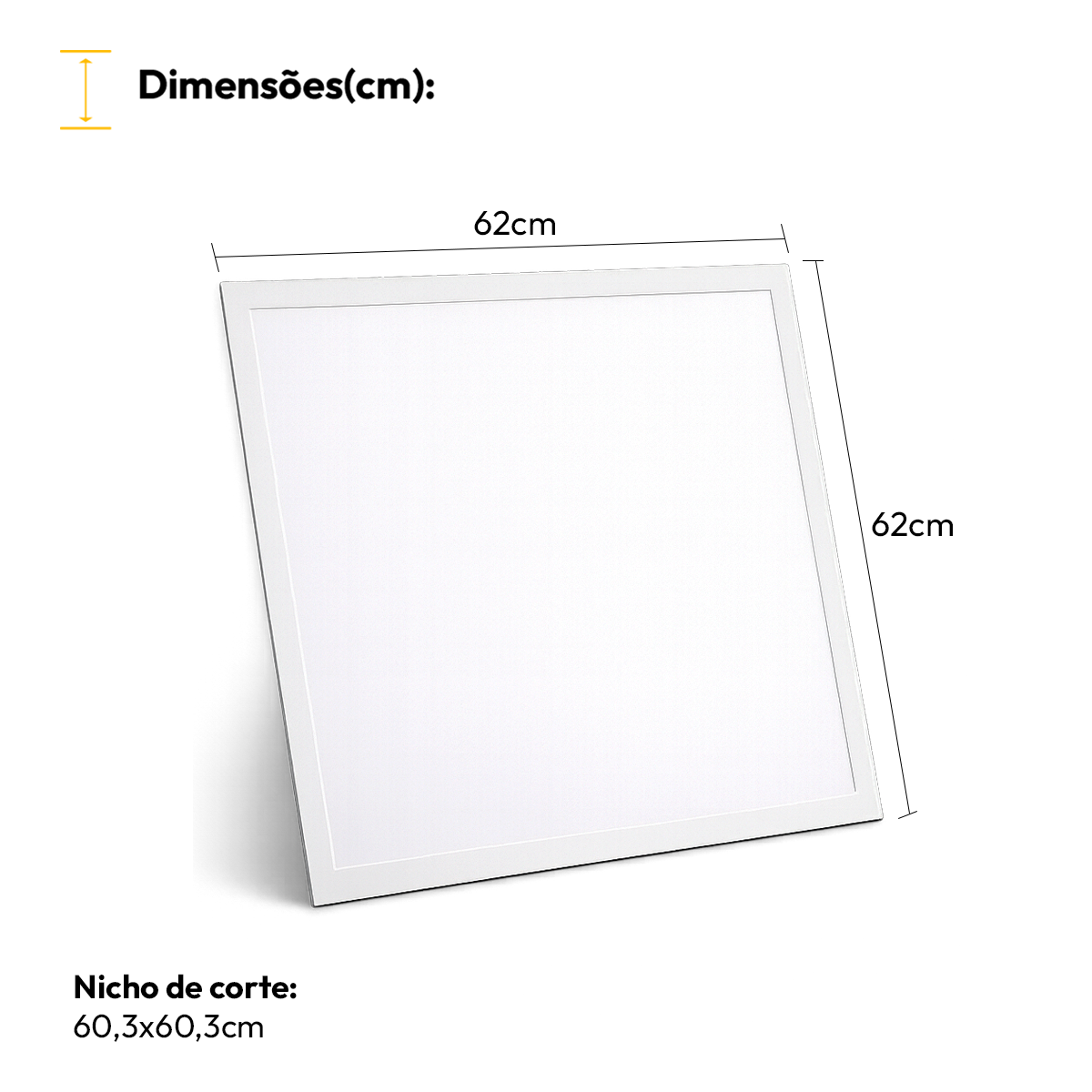 Painel Led Plafon Alumínio Embutir 45w 3000k Branco Quente 62x62 Quadrado Alut By Avant