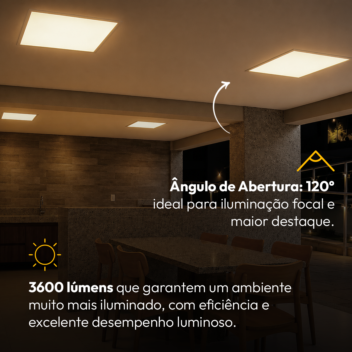Painel Led Plafon Alumínio Embutir 45w 3000k Branco Quente 62x62 Quadrado Alut By Avant