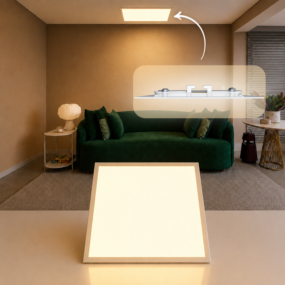 Painel Led Plafon Alumínio Embutir 45w 3000k Branco Quente 62x62 Quadrado Alut By Avant