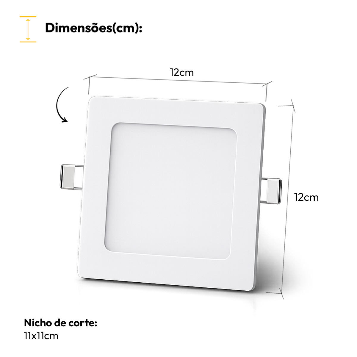 Painel Led Plafon Aluminio Embutir 6w 3000k Branco Quente 12x12Cm Quadrado Cod: ALUT001969 Alut By Avant