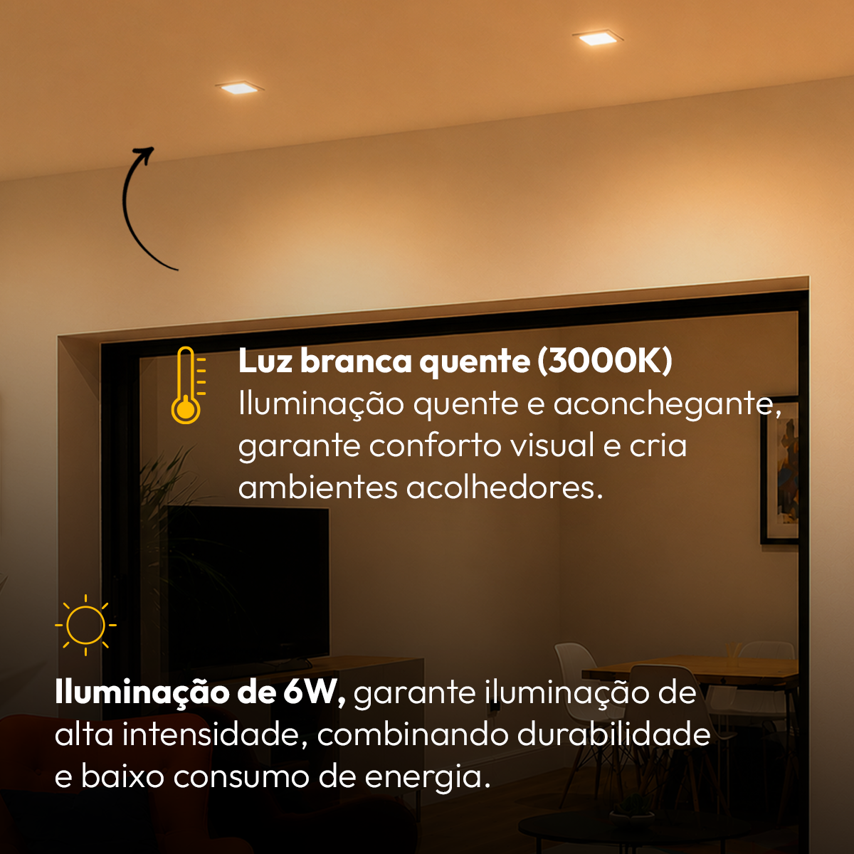 Painel Led Plafon Aluminio Embutir 6w 3000k Branco Quente 12x12Cm Quadrado Cod: ALUT001969 Alut By Avant
