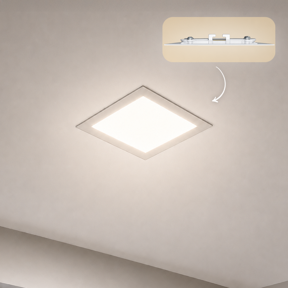 Painel Led Plafon Aluminio Embutir 6w 4000k Branco Neutro 12x12Cm Quadrado Alut By Avant