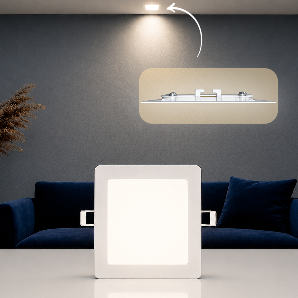 Painel Led Plafon Aluminio Embutir 6w 4000k Branco Neutro 12x12Cm Quadrado Cod: ALUT001970 Alut By Avant