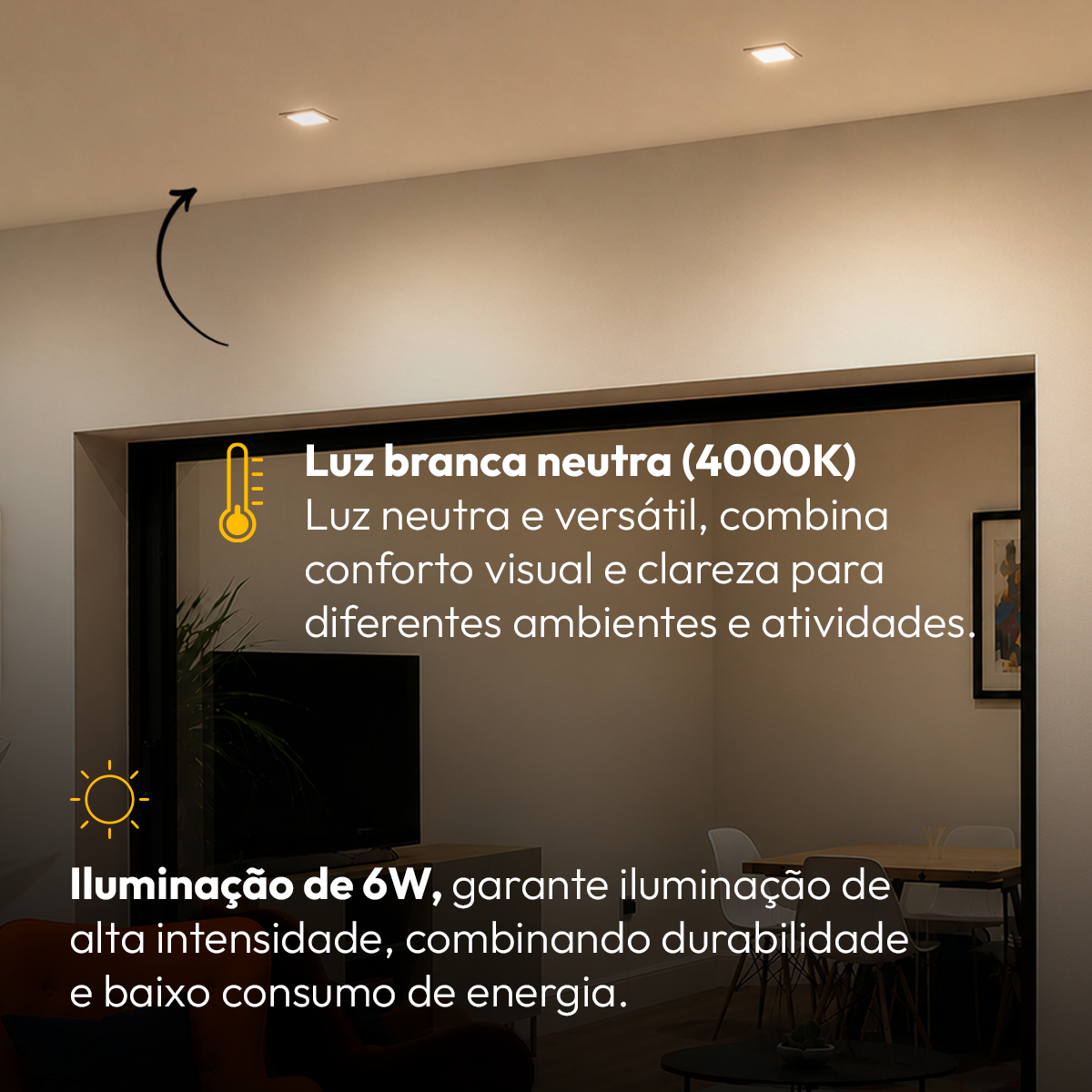 Painel Led Plafon Aluminio Embutir 6w 4000k Branco Neutro 12x12Cm Quadrado Cod: ALUT001970 Alut By Avant