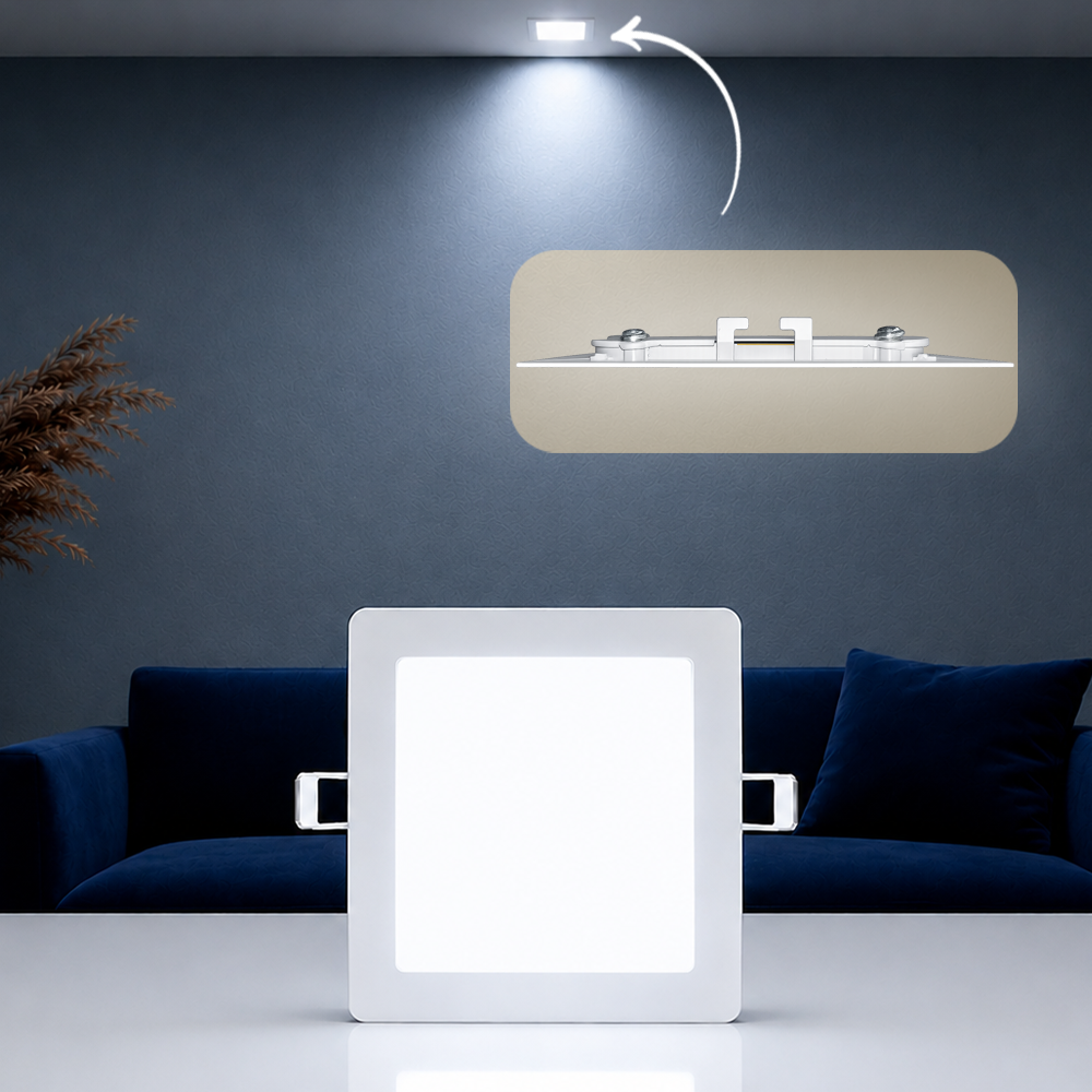 Painel Led Plafon Aluminio Embutir 6w 6500K Branco Frio 12x12Cm Quadrado Cod: ALUT001971 Alut By Avant