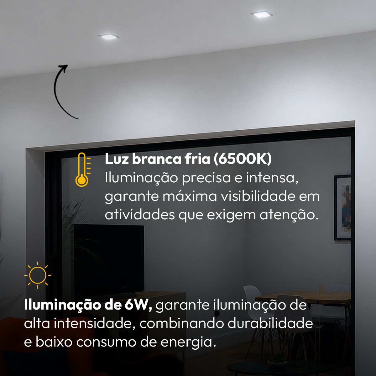 Painel Led Plafon Aluminio Embutir 6w 6500K Branco Frio 12x12Cm Quadrado Cod: ALUT001971 Alut By Avant