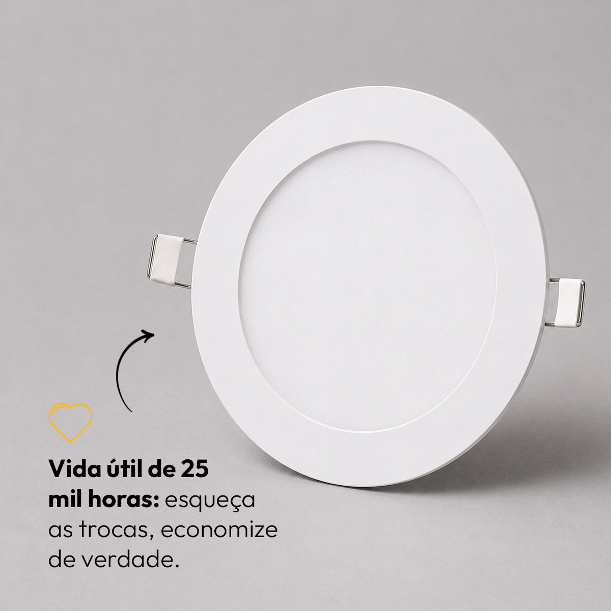 Painel Led Plafon Aluminio Embutir 6w 3000k Branco Quente 12cm Redondo Cod: ALUT001972 Alut By Avant