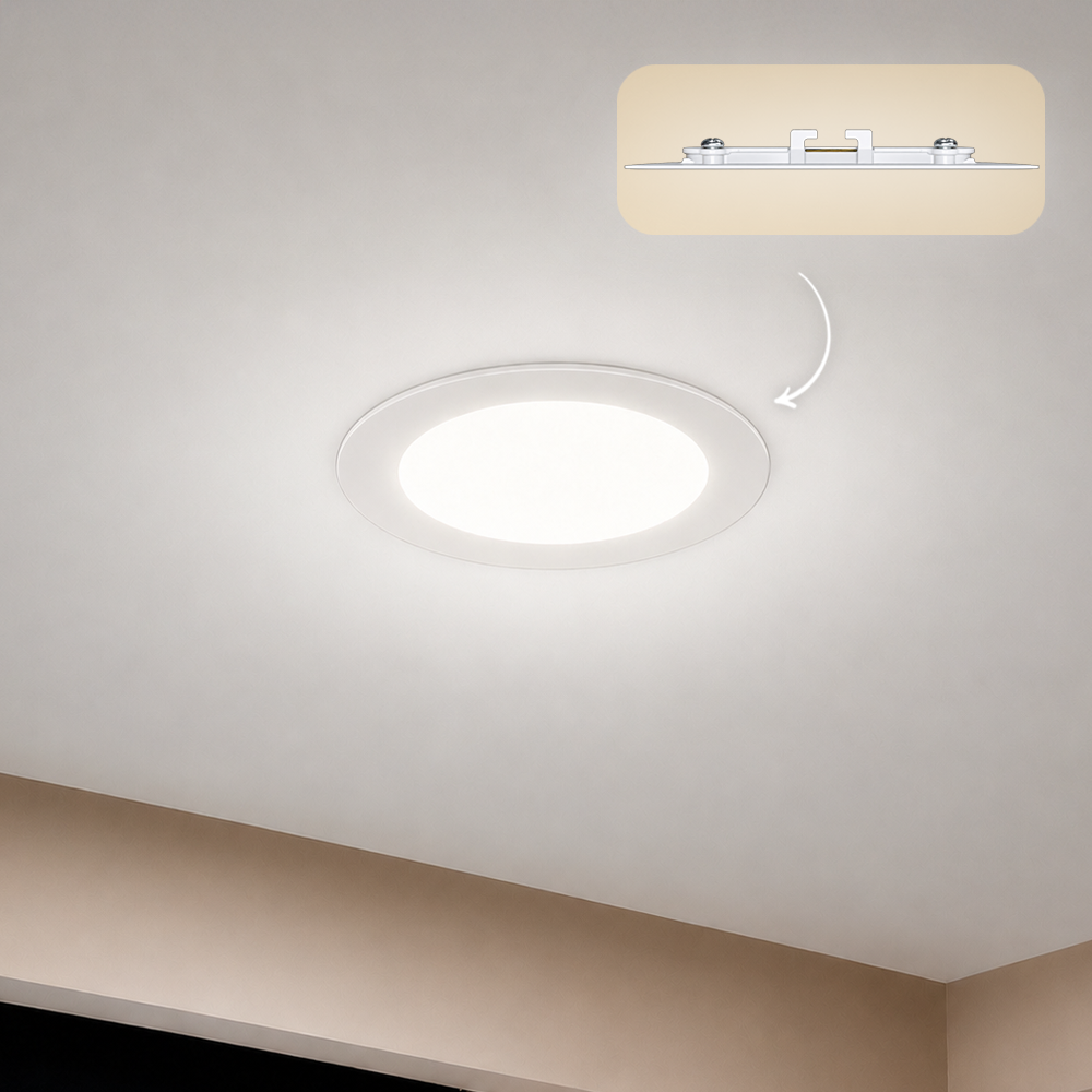 Painel Led Plafon Aluminio Embutir 6w 4000k Branco Neutro 12cm Redondo Alut By Avant