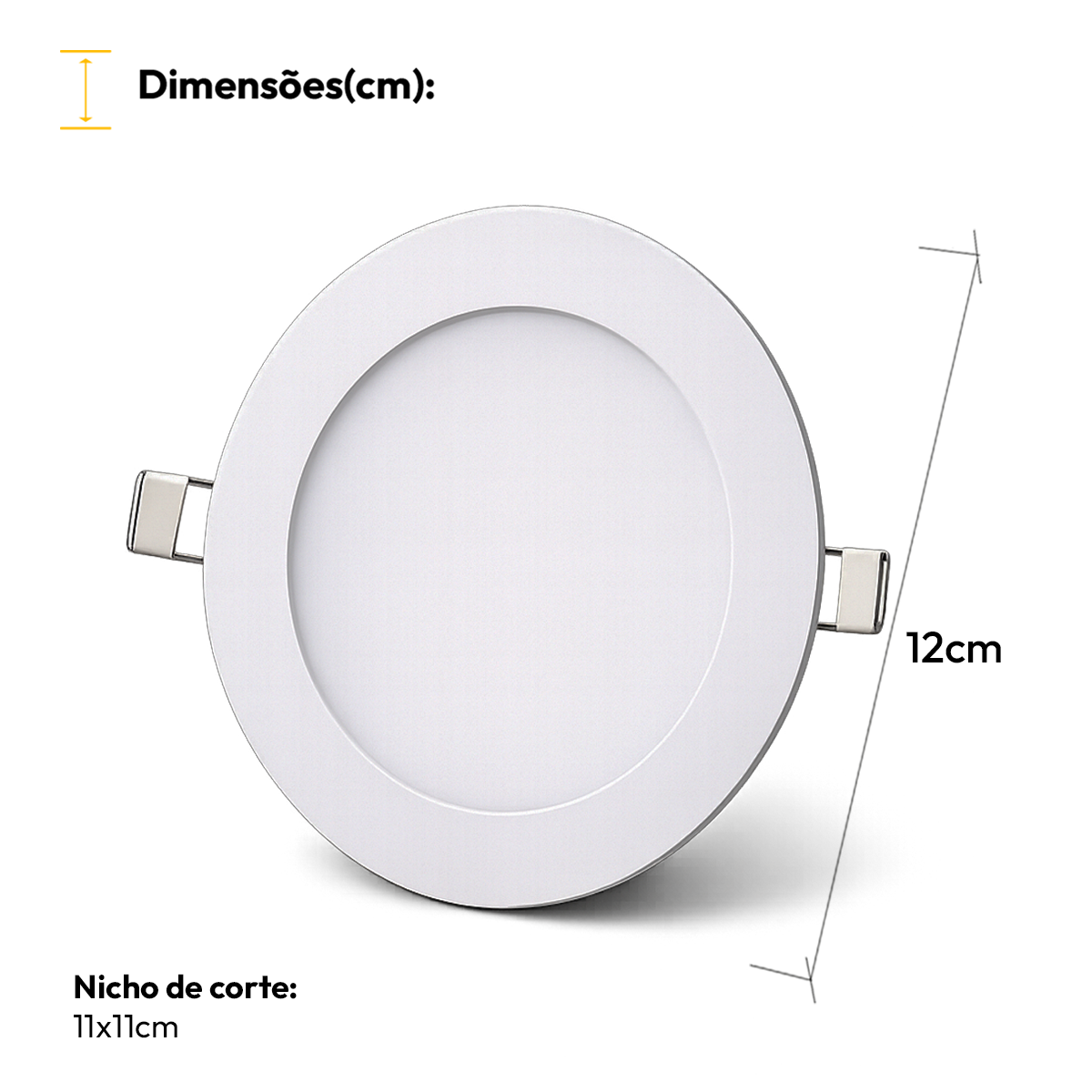 Painel Led Plafon Aluminio Embutir 6w 4000k Branco Neutro 12cm Redondo Cod: ALUT001973 Alut By Avant