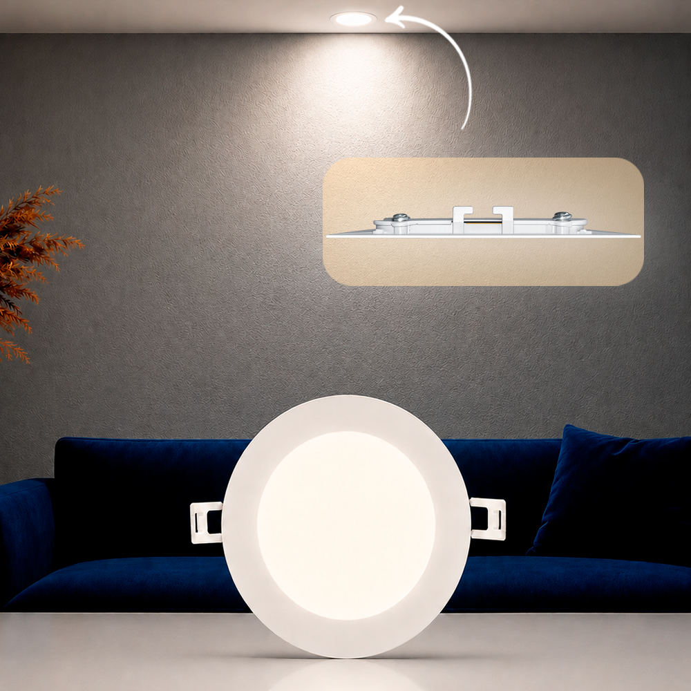 Painel Led Plafon Aluminio Embutir 6w 4000k Branco Neutro 12cm Redondo Cod: ALUT001973 Alut By Avant