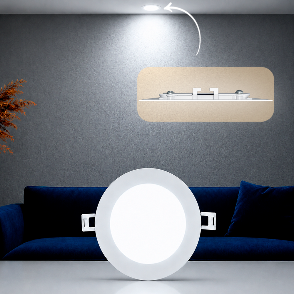 Painel Led Plafon Aluminio Embutir 6w 6500K Branco Frio 12cm Redondo Cod: ALUT001974 Alut By Avant