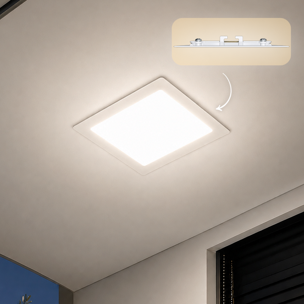 Painel Led Plafon Aluminio Embutir 12w 4000k Branco Neutro 17x17Cm Quadrado Alut By Avant