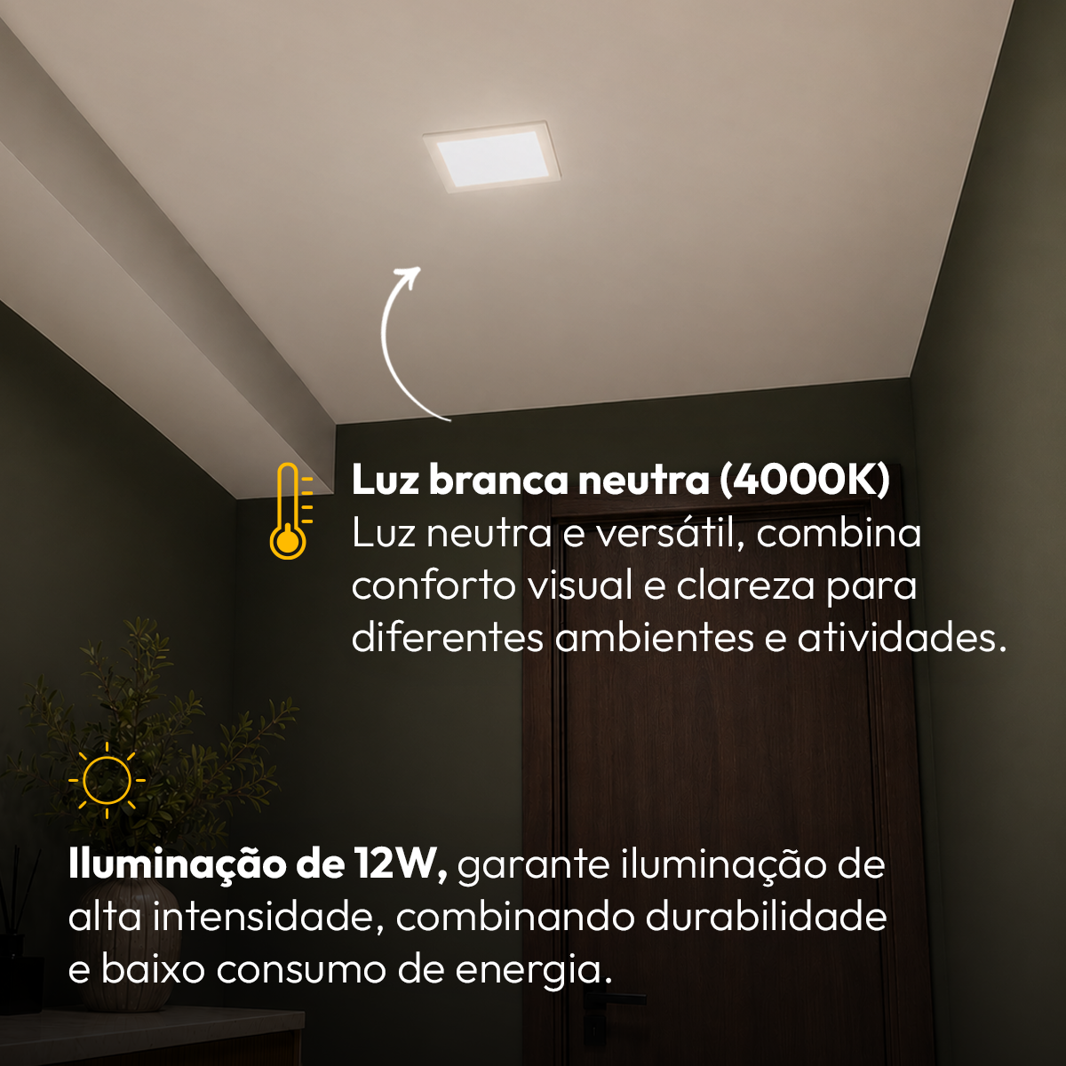 Painel Led Plafon Aluminio Embutir 12w 4000k Branco Neutro 17x17Cm Quadrado Cod: ALUT001976 Alut By Avant