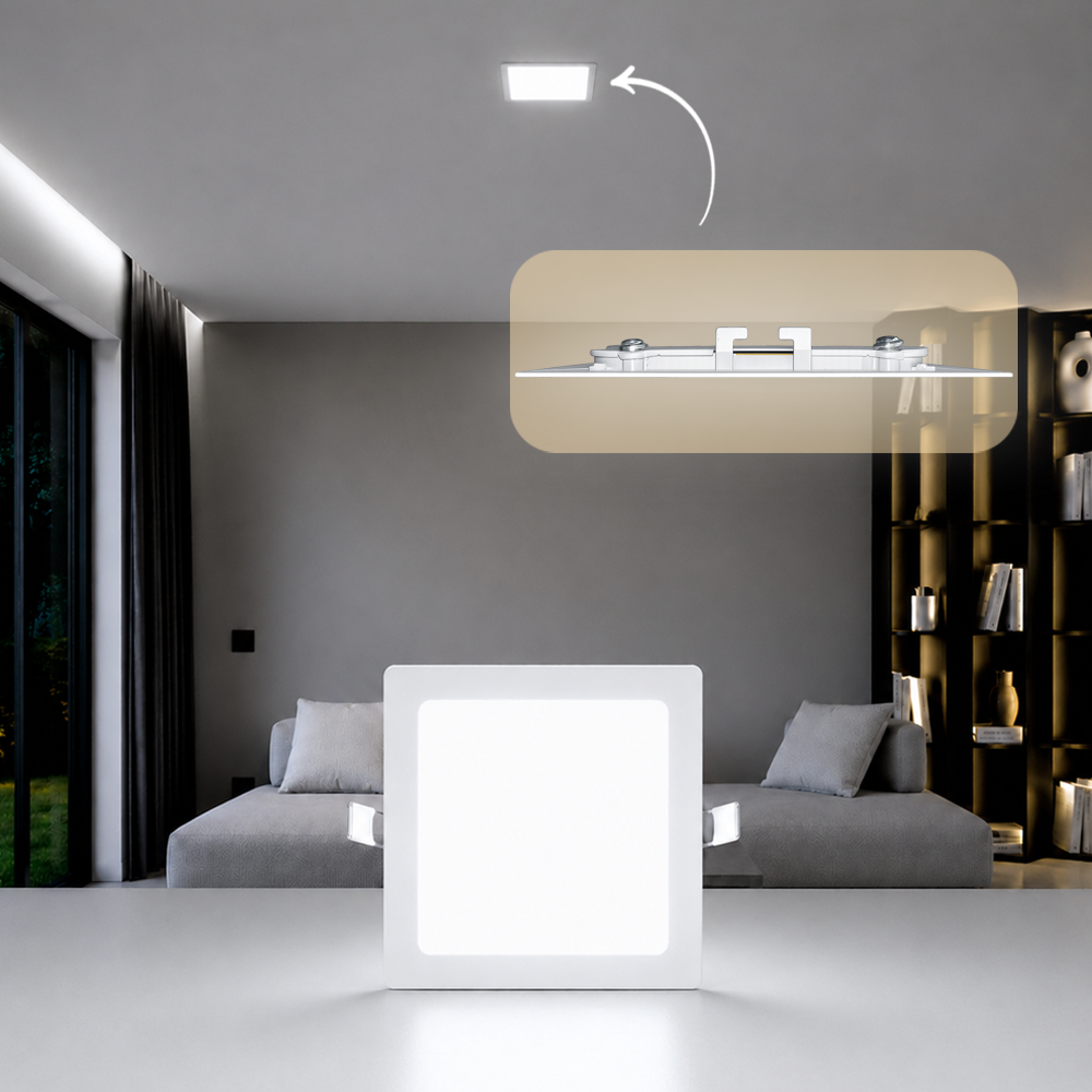 Painel Led Plafon Aluminio Embutir 12w 6500K Branco Frio 17x17Cm Quadrado Cod: ALUT001977 Alut By Avant