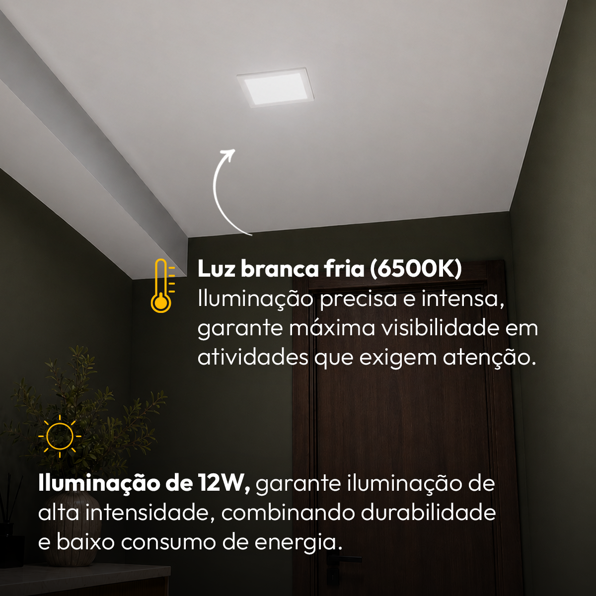 Painel Led Plafon Aluminio Embutir 12w 6500K Branco Frio 17x17Cm Quadrado Cod: ALUT001977 Alut By Avant