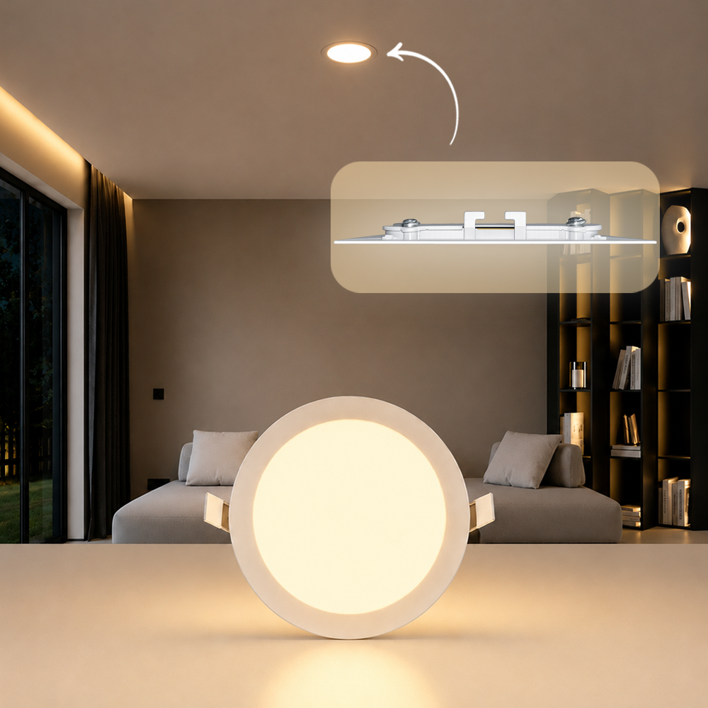 Painel Led Plafon Aluminio Embutir 12w 3000k Branco Quente 17cm Redondo Cod: ALUT001978 Alut By Avant