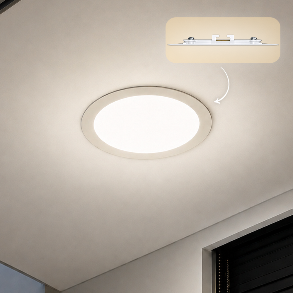 Painel Led Plafon Aluminio Embutir 12w 4000k Branco Neutro 17cm Redondo Alut