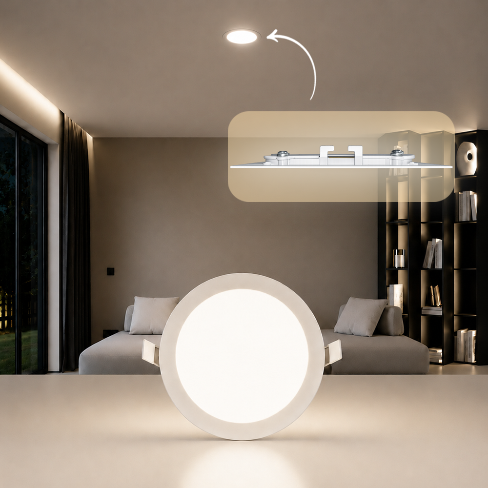 Painel Led Plafon Aluminio Embutir 12w 4000k Branco Neutro 17cm Redondo Cod: ALUT001979 Alut By Avant