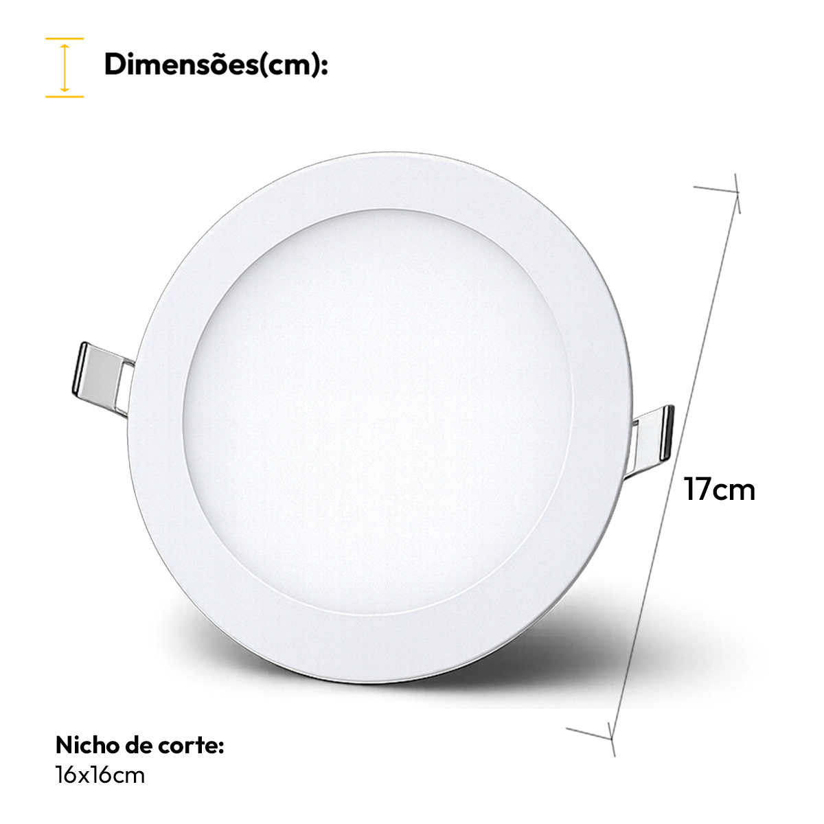 Painel Led Plafon Aluminio Embutir 12w 6500K Branco Frio 17cm Redondo Cod: ALUT001980 Alut By Avant