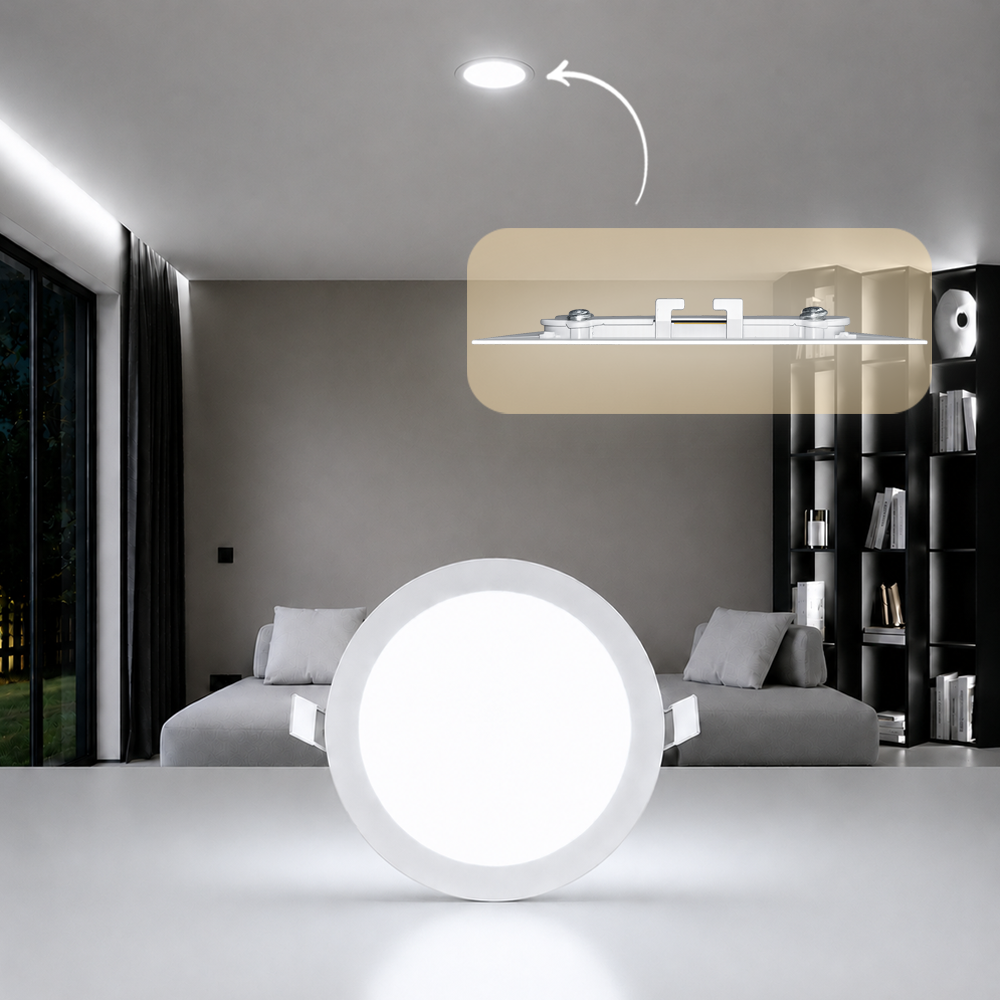 Painel Led Plafon Aluminio Embutir 12w 6500K Branco Frio 17cm Redondo Cod: ALUT001980 Alut By Avant