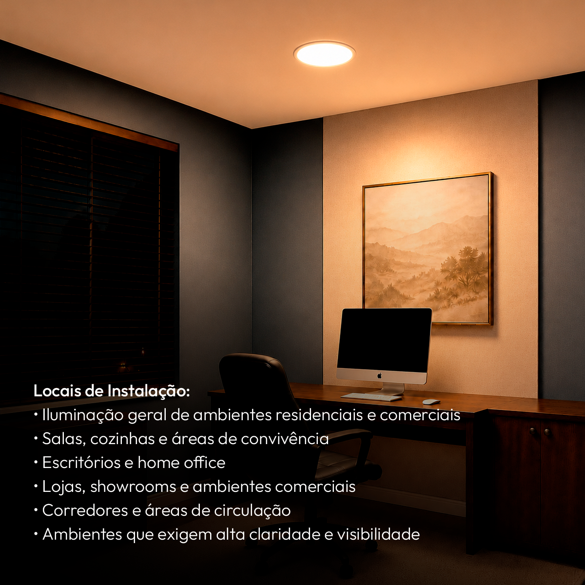 Painel Led Plafon Aluminio Embutir 18w 3000k Branco Quente 22cm Redondo Cod: ALUT001981 Alut By Avant