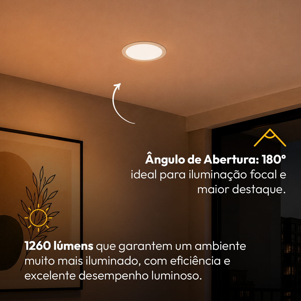 Painel Led Plafon Aluminio Embutir 18w 3000k Branco Quente 22cm Redondo Cod: ALUT001981 Alut By Avant