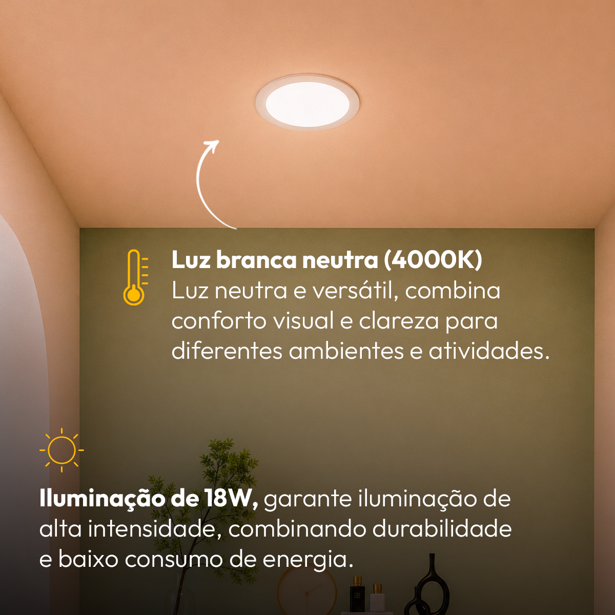 Painel Led Plafon Aluminio Embutir 18w 4000k Branco Neutro 22cm Redondo Cod: ALUT001982 Alut By Avant