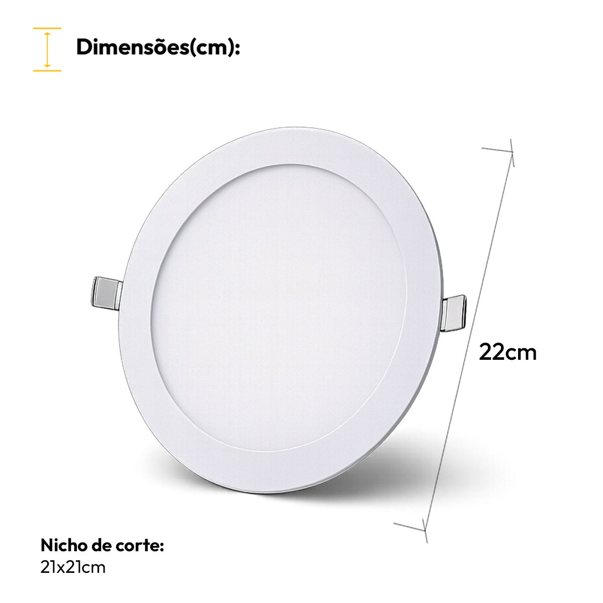 Painel Led Plafon Aluminio Embutir 18w 4000k Branco Neutro 22cm Redondo Cod: ALUT001982 Alut By Avant