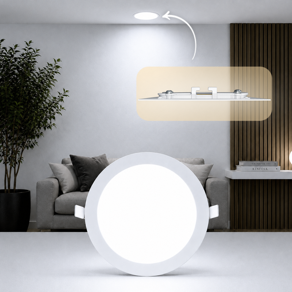 Painel Led Plafon Aluminio Embutir 18w 6500K Branco Frio 22cm Redondo Cod: ALUT001983 Alut By Avant