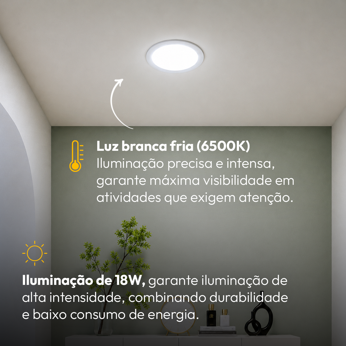 Painel Led Plafon Aluminio Embutir 18w 6500K Branco Frio 22cm Redondo Cod: ALUT001983 Alut By Avant