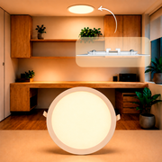 Painel Led Plafon Aluminio Embutir 24w 3000k Branco Quente 29cm Redondo Alut By Avant