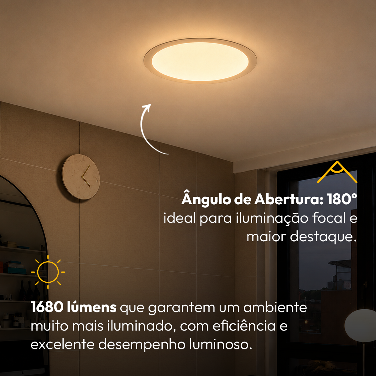 Painel Led Plafon Aluminio Embutir 24w 3000k Branco Quente 29cm Redondo Alut By Avant