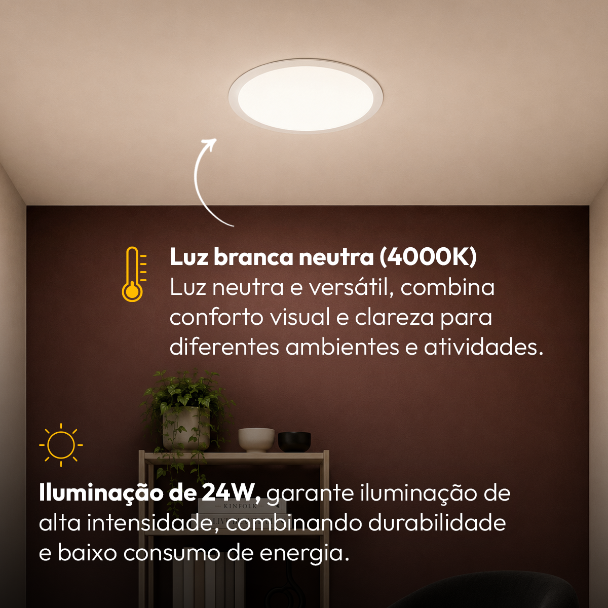 Painel Led Plafon Aluminio Embutir 24w 4000k Branco Neutro 29cm Redondo Alut By Avant