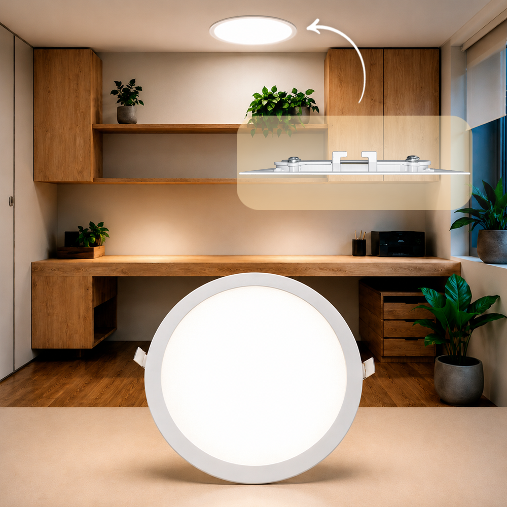 Painel Led Plafon Aluminio Embutir 24w 4000k Branco Neutro 29cm Redondo Alut By Avant
