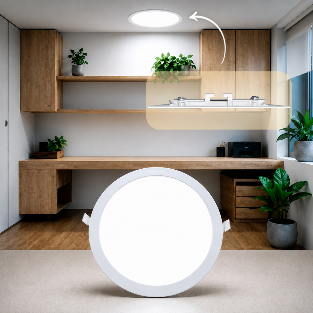 Painel Led Plafon Alumínio Embutir 24w 6500K Branco Frio 29cm Redondo Alut By Avant