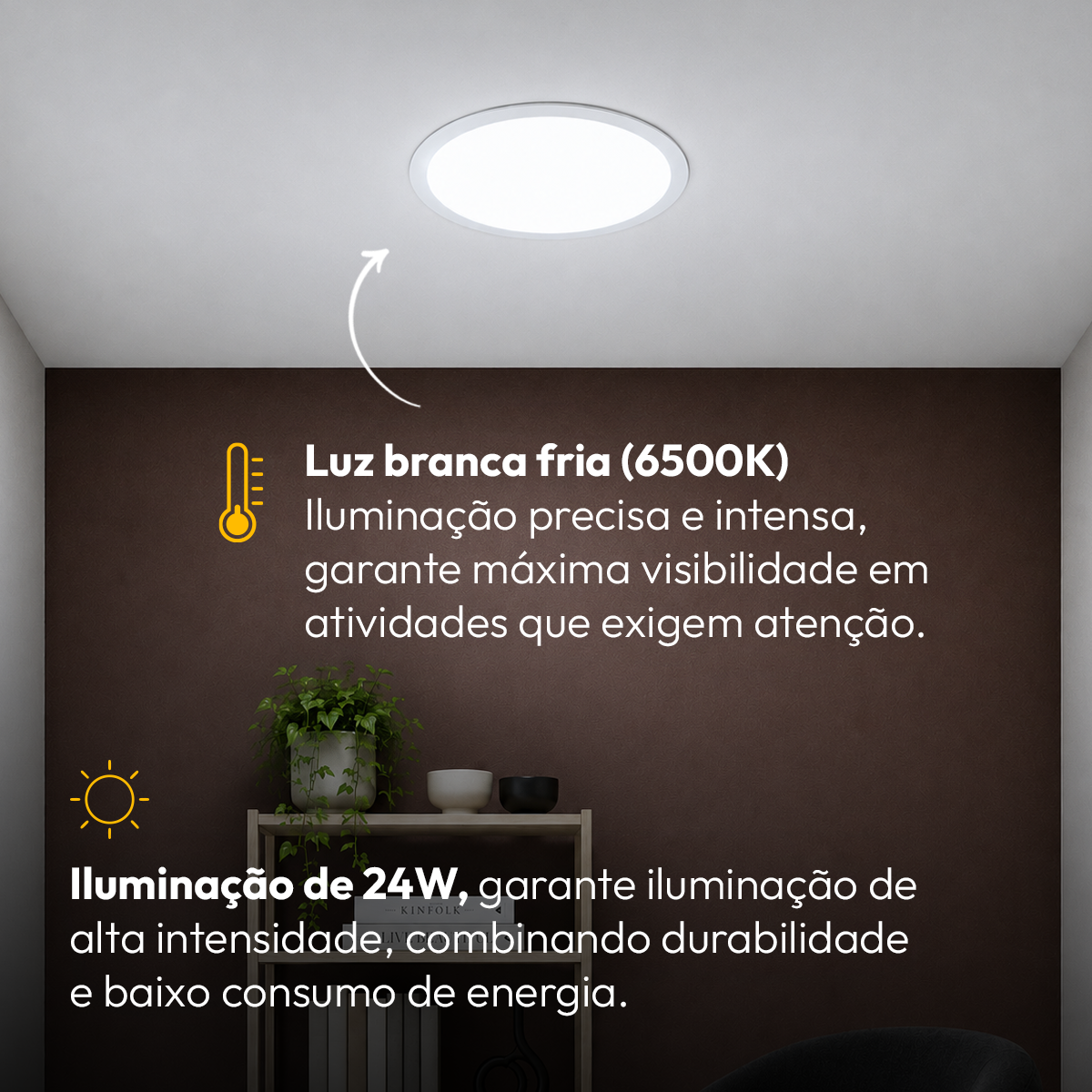 Painel Led Plafon Alumínio Embutir 24w 6500K Branco Frio 29cm Redondo Alut By Avant