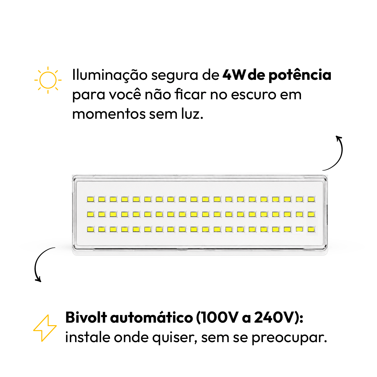 Luminaria Led Emergencia 4w 6000k Bivolt Branco Alut