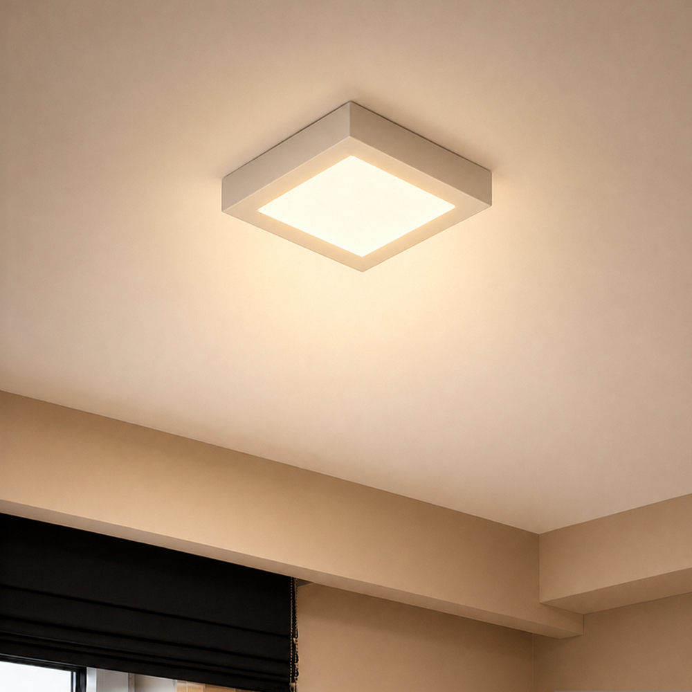 Painel Led Plafon Aluminio Sobrepor 6w 3000k 12x12cm Quadrado Alut
