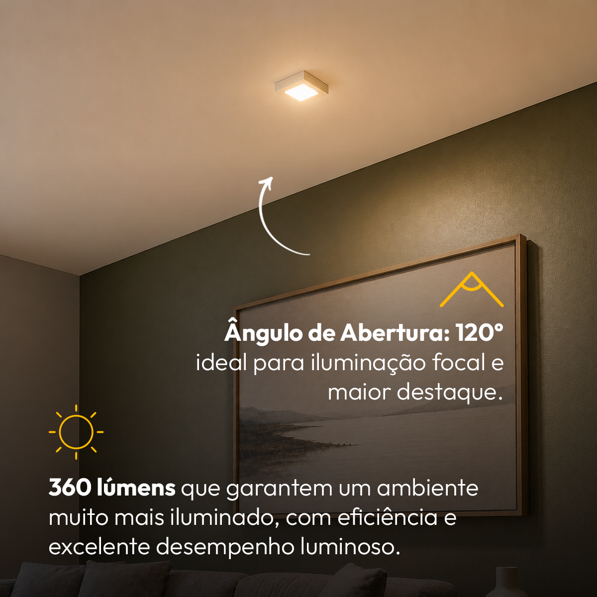 Painel Led Plafon Aluminio Sobrepor 6w 3000k 12x12cm Quadrado Alut