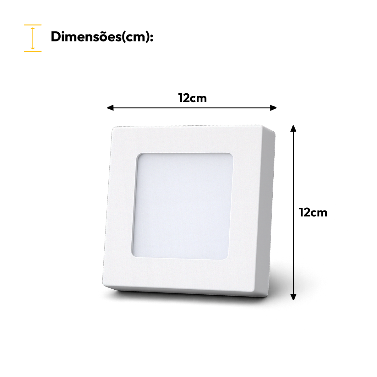 Painel Led Plafon Aluminio Sobrepor 6w 4000k 12x12cm Quadrado Alut
