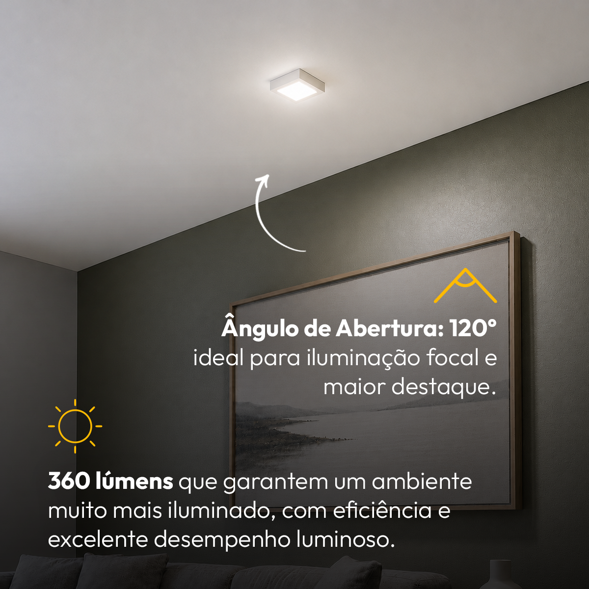 Painel Led Plafon Aluminio Sobrepor 6w 4000k 12x12cm Quadrado Alut