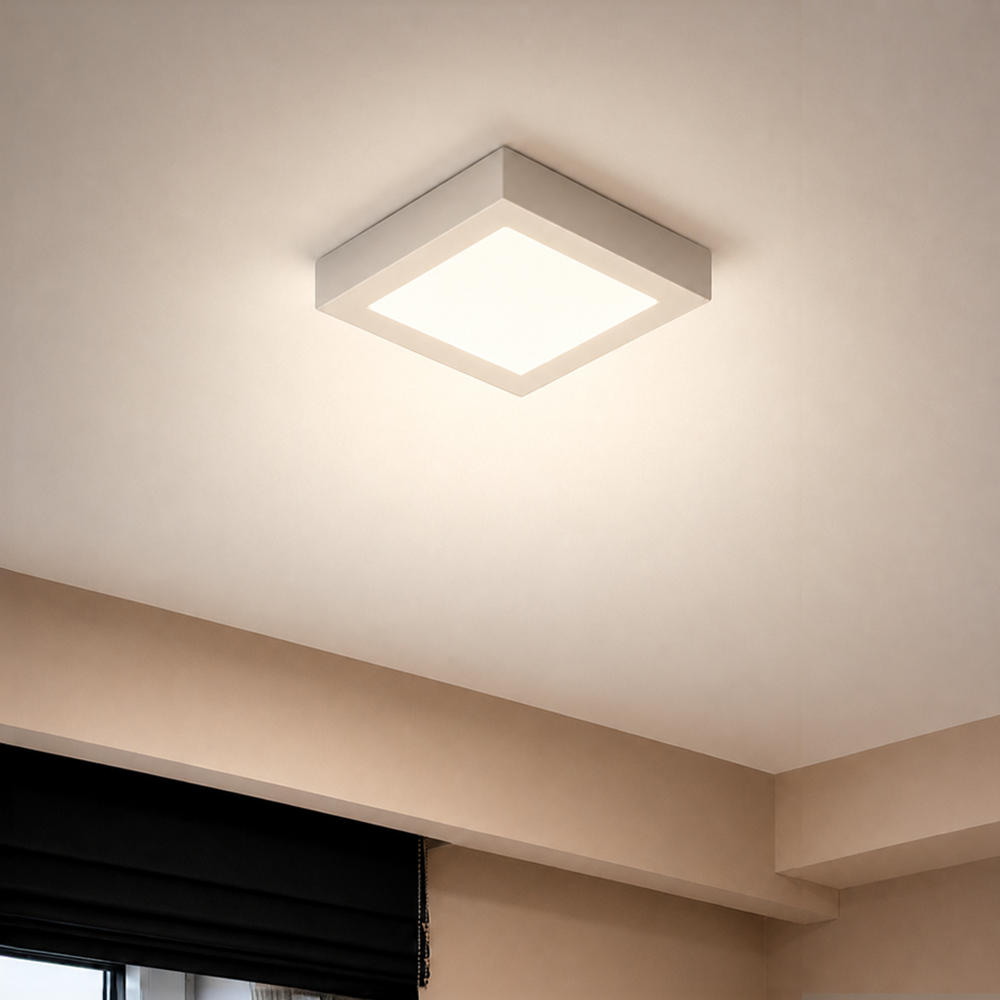Painel Led Plafon Aluminio Sobrepor 6w 4000k 12x12cm Quadrado Alut