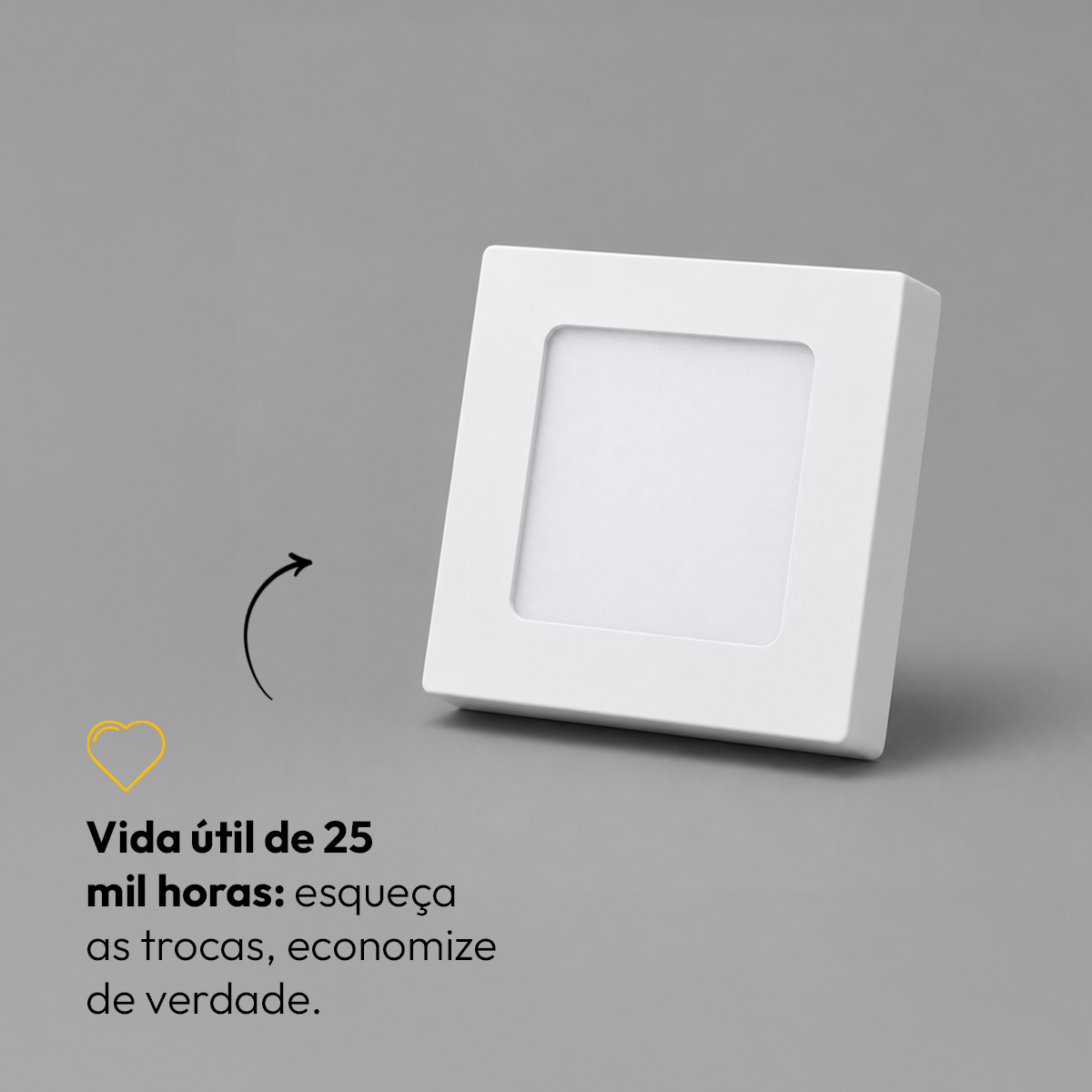 Painel Led Plafon Aluminio Sobrepor 6w 6500K 12x12cm Quadrado Alut